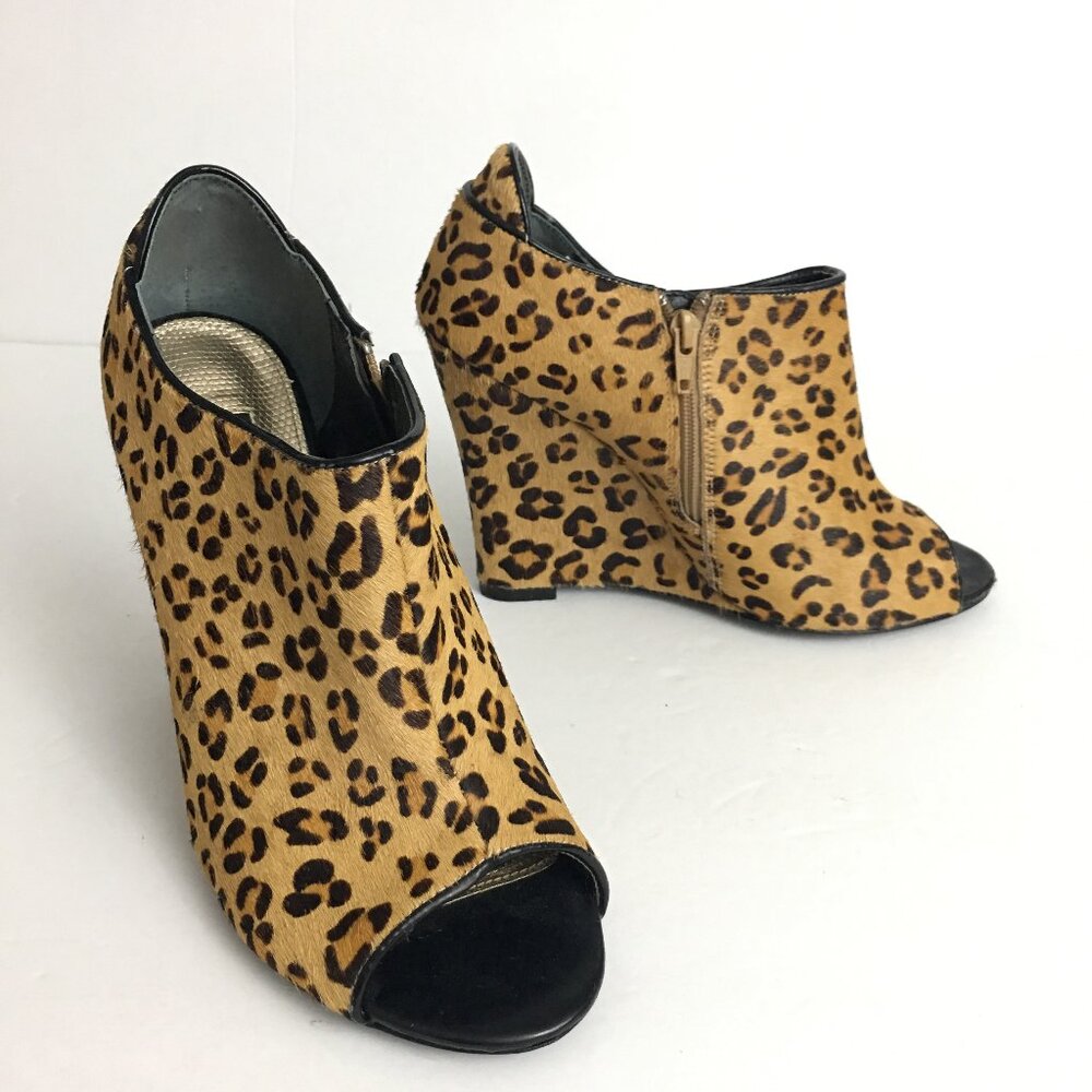 Leopard Print Peep Toe Wedge